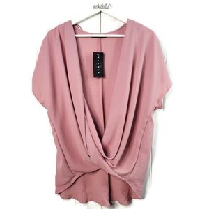 21 Saints Pink Loose Drapey Wrap High Low Top